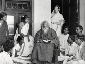 On December 22, 1901, Rabindranath Tagore established an experimental school at Santiniketan with five students (including his eldest son) and an equal number of teachers. He originally named it Brahmacharya Ashram, in the tradition of ancient forest hermitages called tapoban.